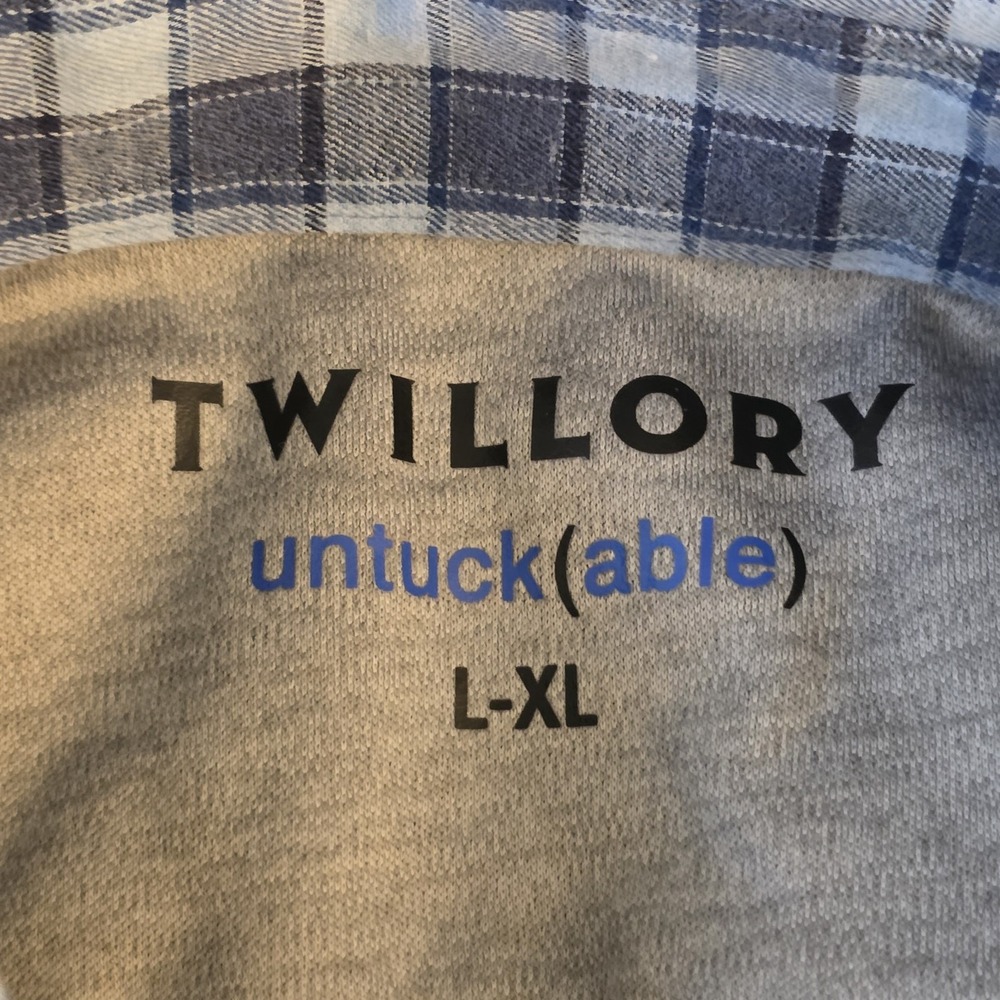Twillory Men Blue‎ Plaid Button Up Untuckable Stretch Casual Shirt Size Large XL - Picture 4 of 7